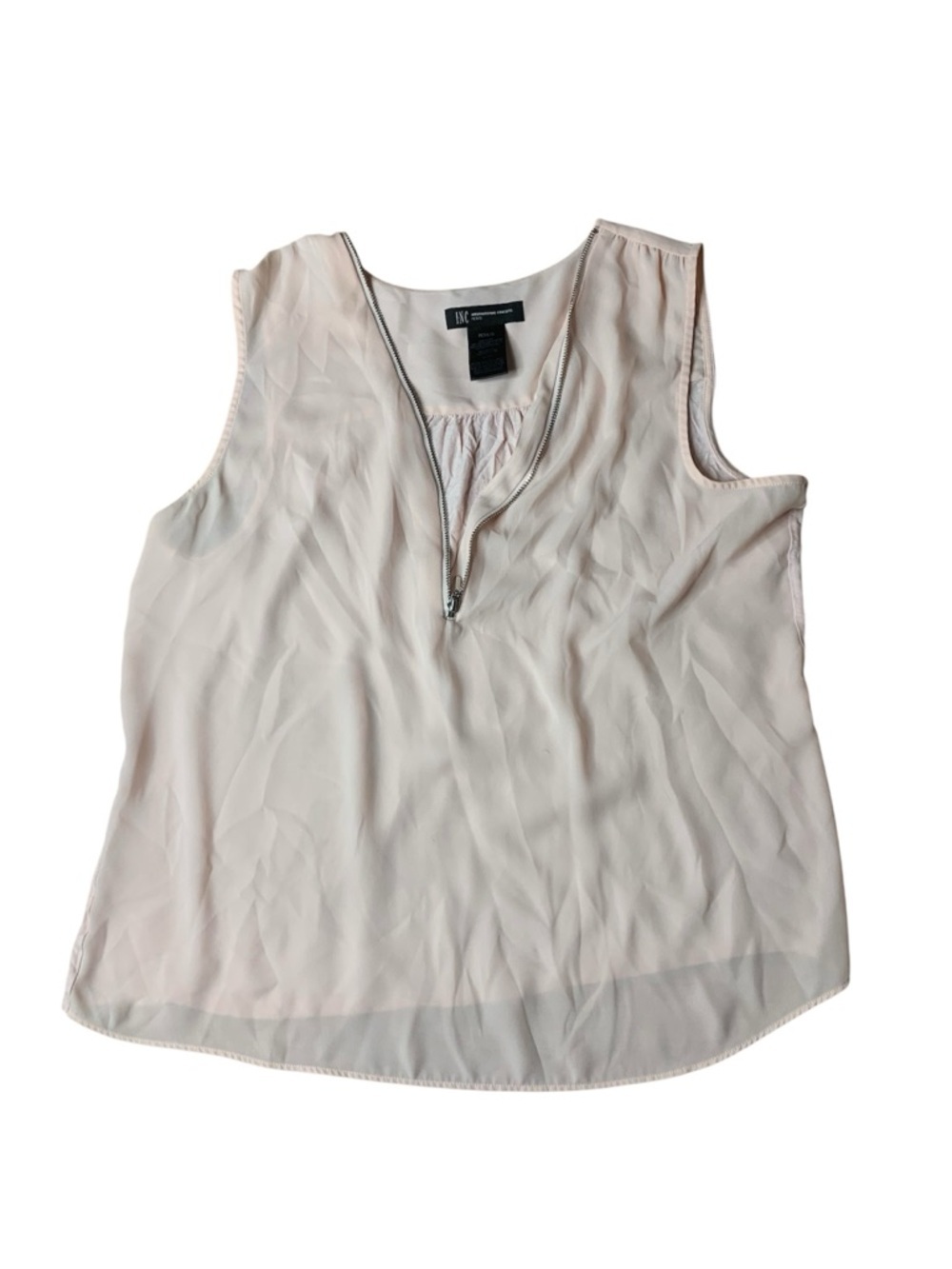 INC International Concepts Petite Pink Zip-Front Sleeveless Blouse L